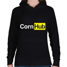 PRINTFASHION CornHub - Női kapucnis pulóver - Fekete női pulóver, kardigán