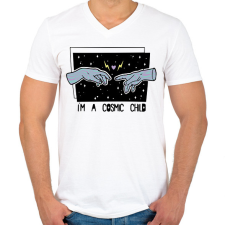 PRINTFASHION Cosmic child - Férfi V-nyakú póló - Fehér férfi póló