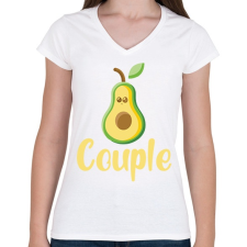 PRINTFASHION Couple - Női V-nyakú póló - Fehér női póló