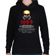 PRINTFASHION COVID 19 PANDEMIC - Női kapucnis pulóver - Fekete