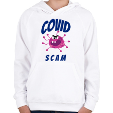 PRINTFASHION Covid Scam - Gyerek kapucnis pulóver - Fehér