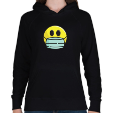 PRINTFASHION Covid smiley - Női kapucnis pulóver - Fekete női pulóver, kardigán