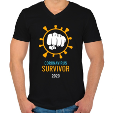 PRINTFASHION Covid Survivor - Férfi V-nyakú póló - Fekete