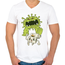 PRINTFASHION Covid szörny - Férfi V-nyakú póló - Fehér férfi póló