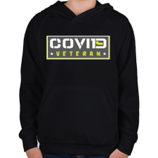 PRINTFASHION Covid veteran - Gyerek kapucnis pulóver - Fekete gyerek pulóver, kardigán