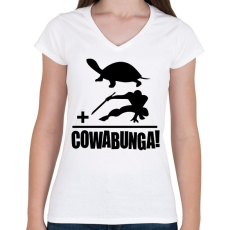 PRINTFASHION Cowabunga 2 - Női V-nyakú póló - Fehér