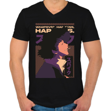 PRINTFASHION Cowboy Bebop - Férfi V-nyakú póló - Fekete férfi póló