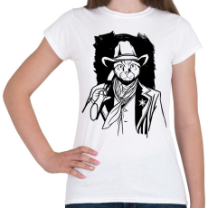 PRINTFASHION Cowboy macska - Női póló - Fehér