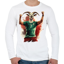 PRINTFASHION CR7 - The Goat - Férfi hosszú ujjú póló - Fehér férfi póló