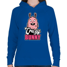 PRINTFASHION Crazy Bunny - Női kapucnis pulóver - Királykék női pulóver, kardigán
