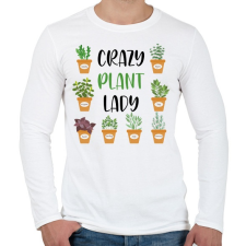 PRINTFASHION Crazy plant lady - Fekete - Férfi hosszú ujjú póló - Fehér férfi póló