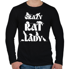 PRINTFASHION Crazy Rat Lady - Férfi hosszú ujjú póló - Fekete