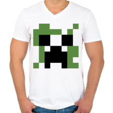 PRINTFASHION Creeper Minecraft - Férfi V-nyakú póló - Fehér férfi póló