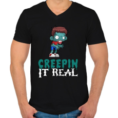 PRINTFASHION Creepin It Real - Férfi V-nyakú póló - Fekete