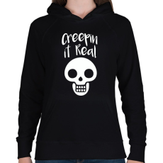 PRINTFASHION Creepin It Real Skull - Női kapucnis pulóver - Fekete