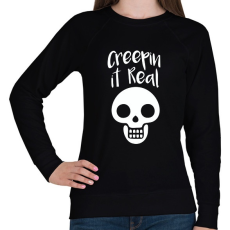 PRINTFASHION Creepin It Real Skull - Női pulóver - Fekete