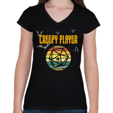 PRINTFASHION Creepy player - Női V-nyakú póló - Fekete női póló