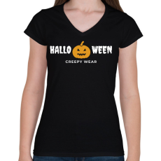 PRINTFASHION CREEPY WEAR 1 - Női V-nyakú póló - Fekete