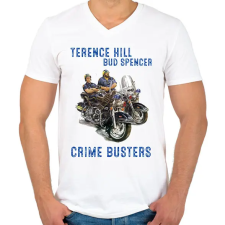 PRINTFASHION crime busters - Férfi V-nyakú póló - Fehér férfi póló