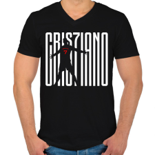 PRINTFASHION Cristiano Ronaldo - Férfi V-nyakú póló - Fekete férfi póló