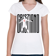 PRINTFASHION Cristiano Ronaldo - Női V-nyakú póló - Fehér női póló