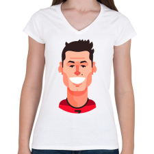 PRINTFASHION Cristiano Ronaldo - Női V-nyakú póló - Fehér női póló