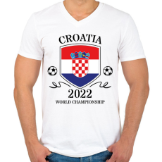 PRINTFASHION Croatia 2022 - Férfi V-nyakú póló - Fehér