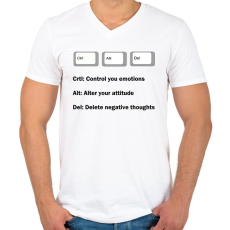 PRINTFASHION Crtl + Alt + Delete - Férfi V-nyakú póló - Fehér