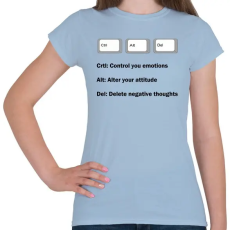 PRINTFASHION Crtl + Alt + Delete - Női póló - Világoskék