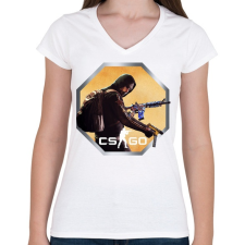 PRINTFASHION CS:GO - Ikon Logó - Női V-nyakú póló - Fehér női póló