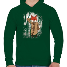 PRINTFASHION Csábító róka - Férfi kapucnis pulóver - Sötétzöld férfi pulóver, kardigán