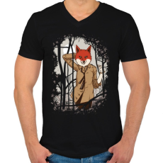 PRINTFASHION Csábító róka - Férfi V-nyakú póló - Fekete
