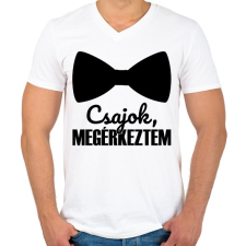 PRINTFASHION Csajok megérkeztem - Férfi V-nyakú póló - Fehér férfi póló