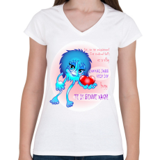 PRINTFASHION Csajozós póló - Női V-nyakú póló - Fehér