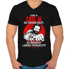 PRINTFASHION Csak a case ih ad nekem erőt - Férfi V-nyakú póló - Fekete férfi póló