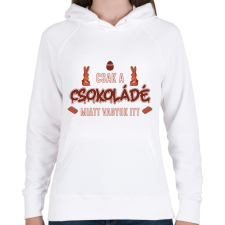 PRINTFASHION Csak a csokoládé - Női kapucnis pulóver - Fehér női pulóver, kardigán