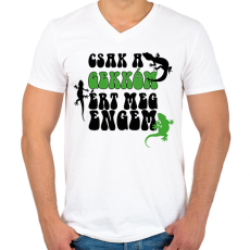 PRINTFASHION Csak a gekkóm - Férfi V-nyakú póló - Fehér