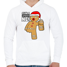 PRINTFASHION Csak a gombokat ne - Férfi kapucnis pulóver - Fehér