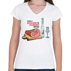 PRINTFASHION Csak a kóstolóért.. - Női V-nyakú póló - Fehér