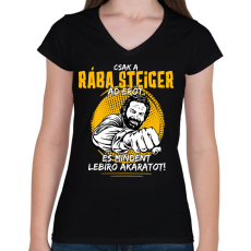 PRINTFASHION Csak a rába steiger ad erőt - Női V-nyakú póló - Fekete