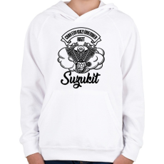 PRINTFASHION Csak egy igazi úriember hajt Suzukit - Gyerek kapucnis pulóver - Fehér