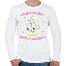 PRINTFASHION Csak egy lány aki imád jégkorcsolyázni - Férfi hosszú ujjú póló - Fehér