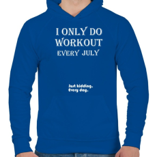 PRINTFASHION Csak júliusban megyek edzeni. Vicceltem, minden nap. - Férfi kapucnis pulóver - Királykék