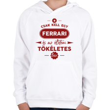 PRINTFASHION Csak kell egy Ferrari - Gyerek kapucnis pulóver - Fehér gyerek pulóver, kardigán