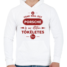 PRINTFASHION Csak kell egy Porsche - Férfi kapucnis pulóver - Fehér férfi pulóver, kardigán