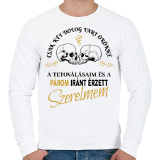 PRINTFASHION Csak két dolog tart örökké - Párom - Férfi pulóver - Fehér férfi pulóver, kardigán