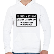PRINTFASHION Csak két hibám van... - Férfi kapucnis pulóver - Fehér