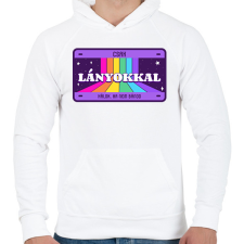 PRINTFASHION CSAK LÁNYOKKAL HÁLOK - Férfi kapucnis pulóver - Fehér férfi pulóver, kardigán