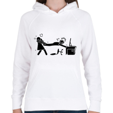 PRINTFASHION Csak még egy kört - Női kapucnis pulóver - Fehér női pulóver, kardigán