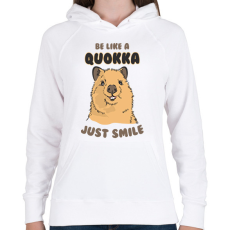 PRINTFASHION Csak mosolyogj - Női kapucnis pulóver - Fehér